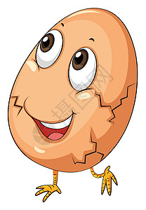 鸡蛋上的眼睛破解例如母鸡休息小鸡绘画手势动物吉祥物裂缝白色眼睛插画