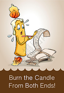 从两端烧蜡烛夹子绘画演讲燃烧措辞语言卡通片艺术插图古语背景图片