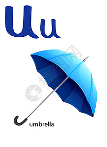 字母 U 代表雨伞元音绘画阳光样式大写艺术品阅读教育阴影天篷设计图片