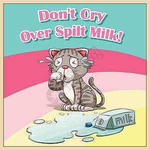 牛奶猫猫为打翻的米哭泣设计图片