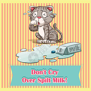 猫大哭表情包不要为打翻的米哭泣生物字体动物乐趣海报绘画字母艺术悲伤小猫设计图片