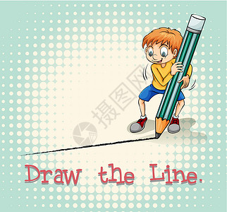 画线的男孩工具孩子男生字母卡通片英语写作绘画铅笔背景图片