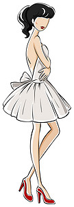 时装高跟鞋草图剪贴收藏横幅女性服装红色白色绘画背景图片