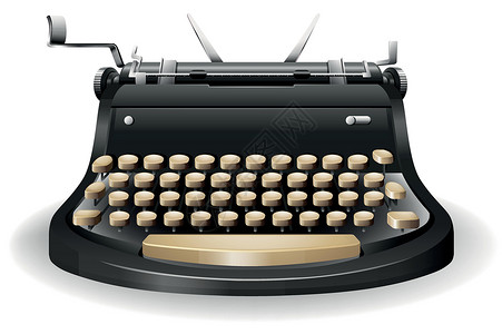 老式打字机打字机字母空格键配饰工具办公用品器具古董印刷卡通片技术插画