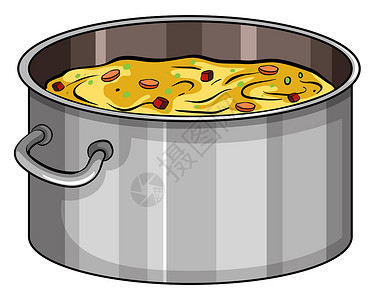 砂锅炖太多的厨师白痴营养沙锅香料厨具盆地金属食物烹饪白色圆柱形设计图片