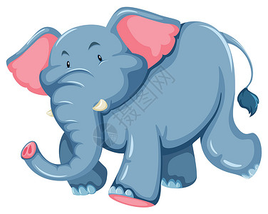 草食性蓝象动物森林长毛婴儿象牙长鼻沙漠门牙树干耳朵插画