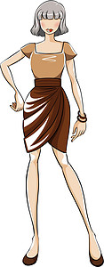 时装木板海报草图衣服棕色白色服装剪贴卡通片女性背景图片