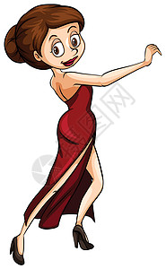 舞蹈冒充墙纸女士绘画卡通片裙子海报女性脚步红色背景图片