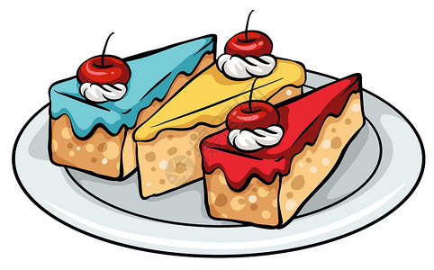 蛋糕厨具一盘好卖的蛋糕贮存浇头糖霜绘画食物塑料盘子糖果陶瓷制品插画