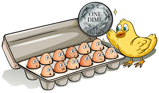 先有鸡还是先有蛋一打鸡蛋插图农场羽毛生计硬币面孔两条腿架子情绪小鸡插画