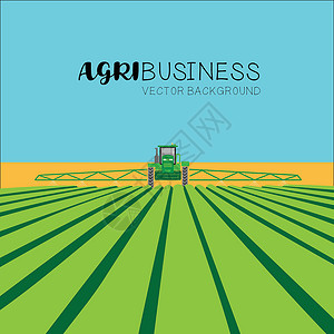 农艺的农业综合企业概念-田间拖拉机插画