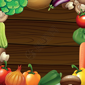 木框上的蔬菜边框背景图片
