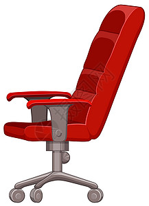 红色皮革带轮子的红色电脑椅插画