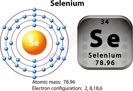 Seleniu 的符号和电子图模块电子化学夹子活力配置桌子化学品插图轨道背景图片