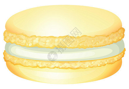 黄色马卡龙奶油圆形小吃午餐白色糖果绘画夹子卡通片奶制品插图背景图片