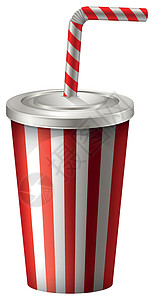 条纹素材红色条纹铜杯中的软饮料插画