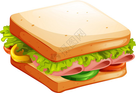 火腿小吃火腿和蔬菜三明治健康美食小吃沙拉艺术辣椒插图营养绘画夹子插画