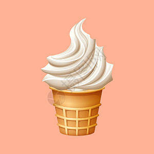 华夫筒漫画锥体小吃艺术冰淇淋食物甜点乳制品插图绘画夹子插画