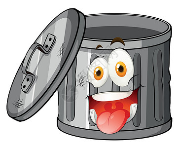 垃圾箱表情带微笑脸的垃圾桶插画