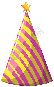 粉色和黄色条纹派对帽插画