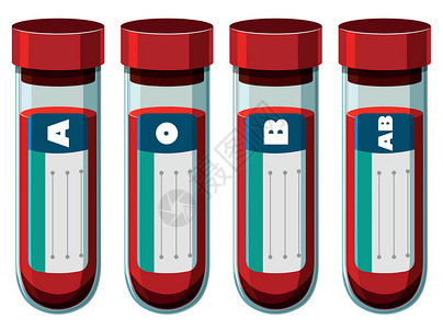 液体样本试管中的不同血型插画