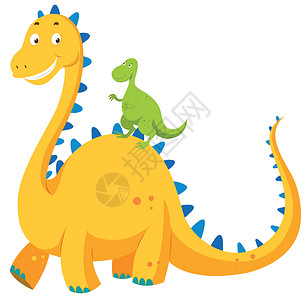 草食性大恐龙和小恐龙插画