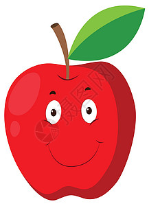 红苹果与快乐的脸插图情感卡通片微笑叶子手势艺术表情水果夹子背景图片