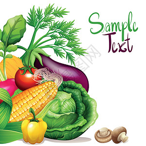 低热量食物带有示例文本 spac 的新鲜蔬菜插画