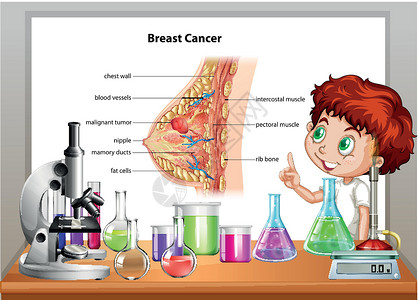 科学课上解释乳腺癌的男孩背景图片