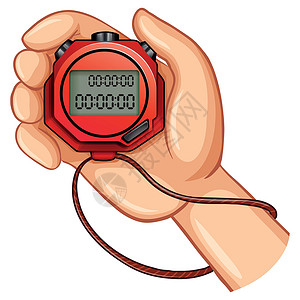 红色小夹子使用数字秒表的人插画