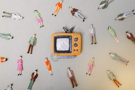 电视机模型古老的小电视机周围的吉格人手表喜悦屏幕电影房间广播展示技术播送体积背景