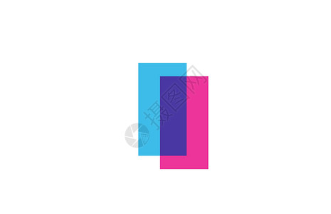 公司的相交 I 字母标志图标 公司和商业的蓝色和粉色字母表设计背景图片