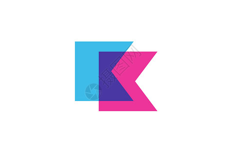 公司的相交 K 字母标志图标 公司和商业的蓝色和粉色字母表设计背景图片