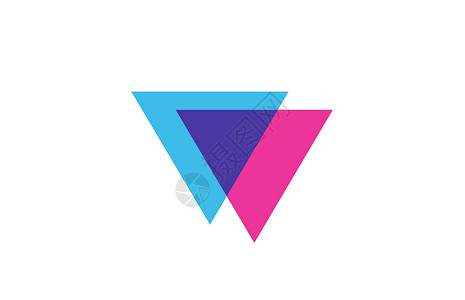 公司的相交 V 字母标志图标 公司和商业的蓝色和粉色字母表设计背景图片