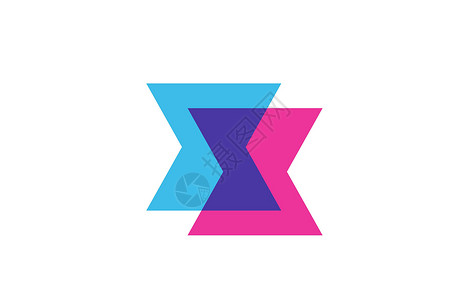 公司的相交 X 字母标志图标 公司和商业的蓝色和粉色字母表设计背景图片
