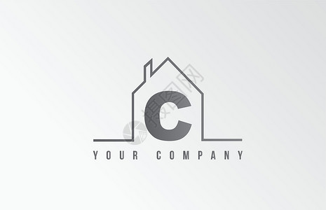 C主用字母表图标标识字母设计 房地产公司住房 商业身份 细线轮廓等宽度背景图片