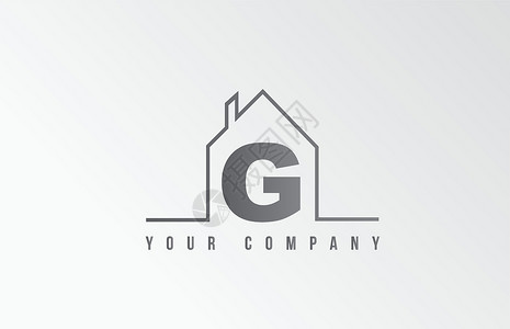 家庭字母表图标标志字母设计 一家房地产公司的房子 具有细线轮廓的企业身份背景图片