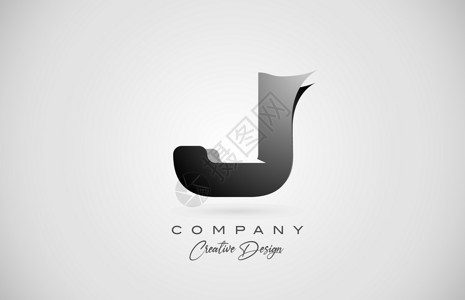 萌宠家字体设计黑色梯度的字母 J 图标标志 为企业和公司设计的创意设计设计图片