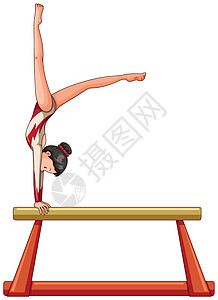 体操平衡木平衡 bea 上的女子运动员插画