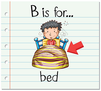 抽认卡字母 B 代表 be卡片幼儿园卡通片夹子阅读字体男人纸板拼写时间设计图片
