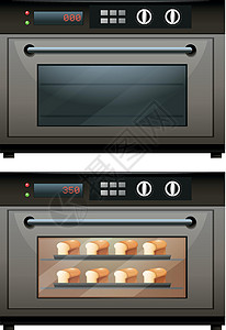 烤箱面包带烤面包的电烤箱插画