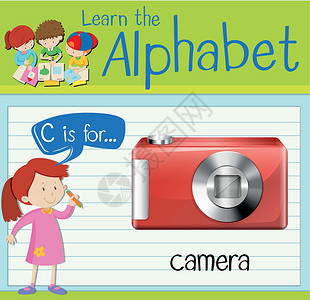 抽像摄影抽认卡字母 C 用于相机绿色绘画卡片工作镜片夹子活动摄影孩子艺术设计图片
