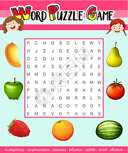 水果游戏带水果的文字益智游戏模板设计图片