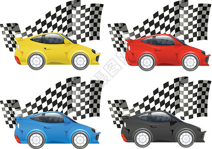 四种颜色的赛车背景图片