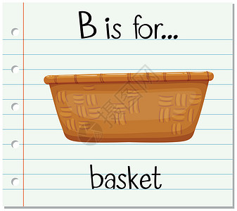 手工编织的篮子抽认卡字母 B 是巴斯克工艺阅读艺术插图编织拼写幼儿园卡片闪光夹子设计图片