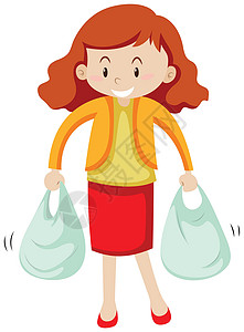 提着两个购物袋的女人购物主妇活动小路艺术妻子夹子剪裁家庭家务背景图片