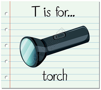 手写卡抽认卡字母 T 代表 torc艺术拼写刻字露营夹子绘画卡片配饰闪光物品设计图片