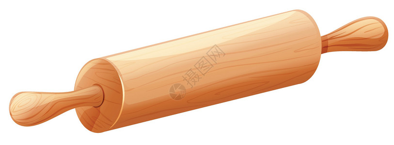 木头夹子素材白色背景上的木环滚动针平器滚筒厨房木头夹子插图用具剪裁擀面杖配饰插画
