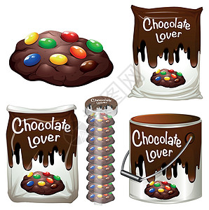 饼干盒子许多包装的巧克力饼干插画