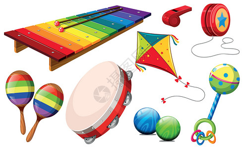 手鼓乐器不同种类的乐器和玩具插画
